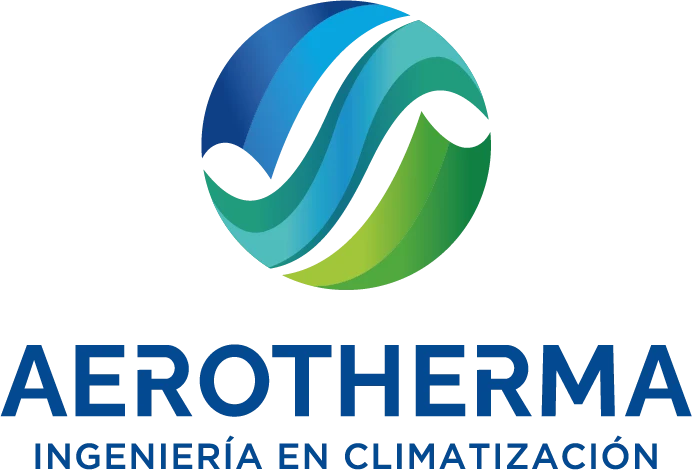 Logotipo azul de AEROTHERMA Ingeniería en Climatización